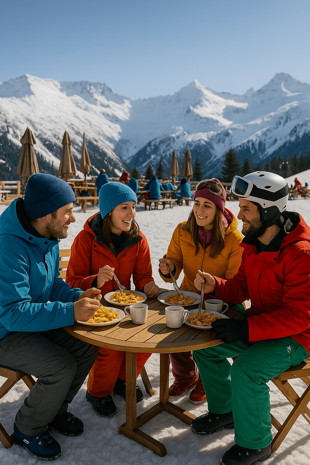 sejour en groupe aux 2 alpes moment de convivialité, repas